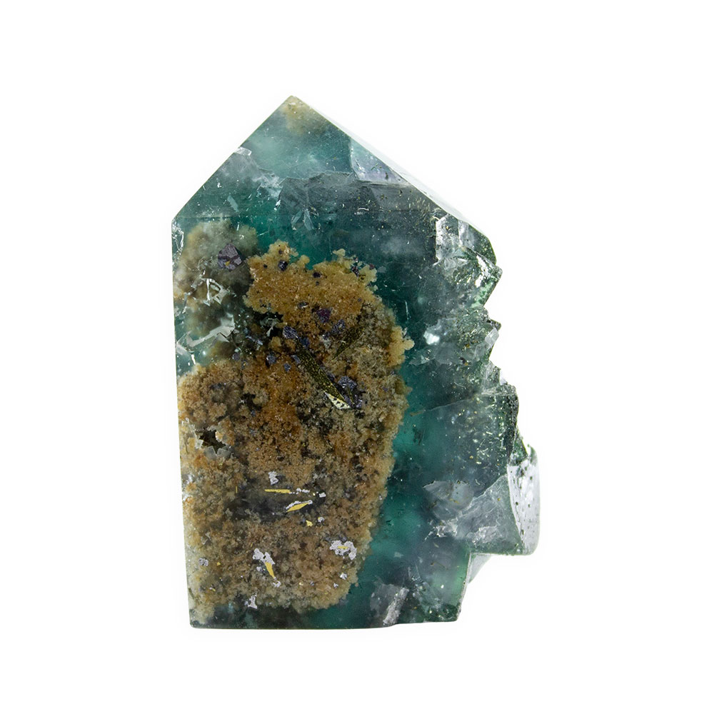 Blue Cubic Fluorite Tower with Pyrite - Image 2
