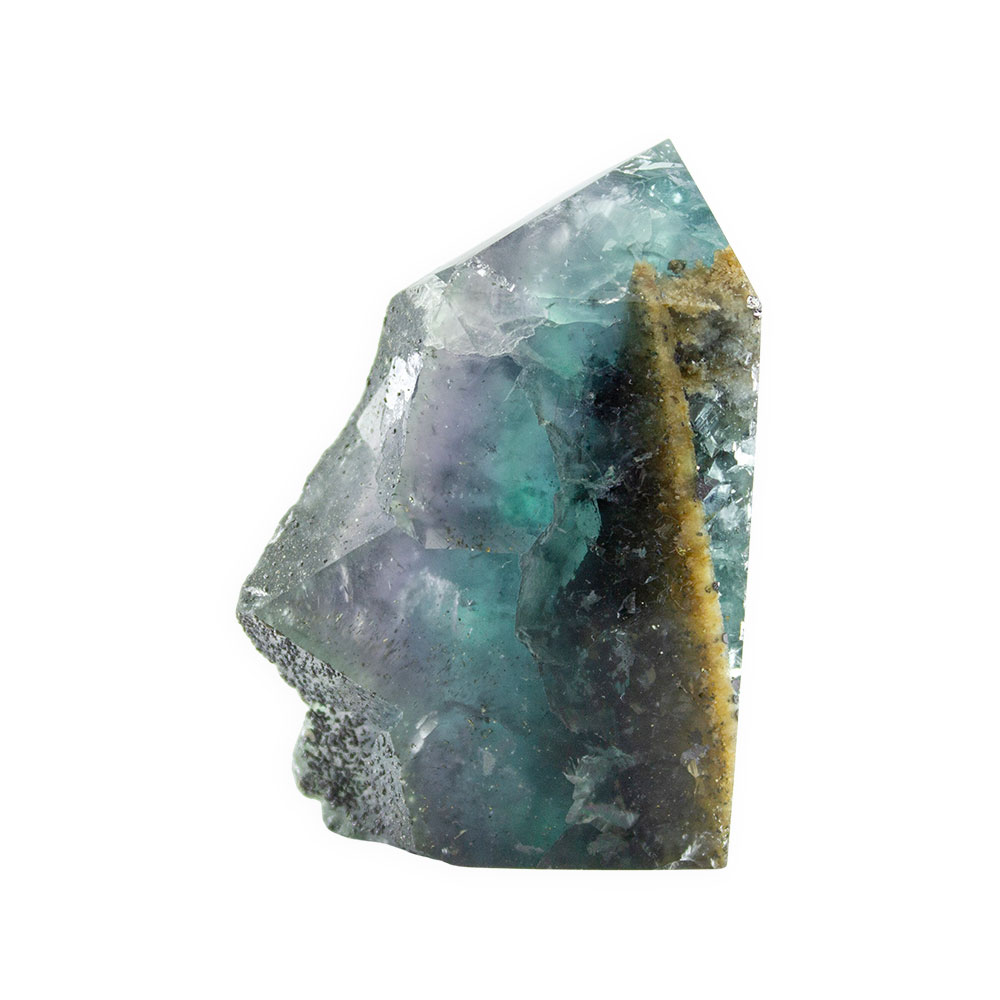 Blue Cubic Fluorite Tower with Pyrite - Image 4