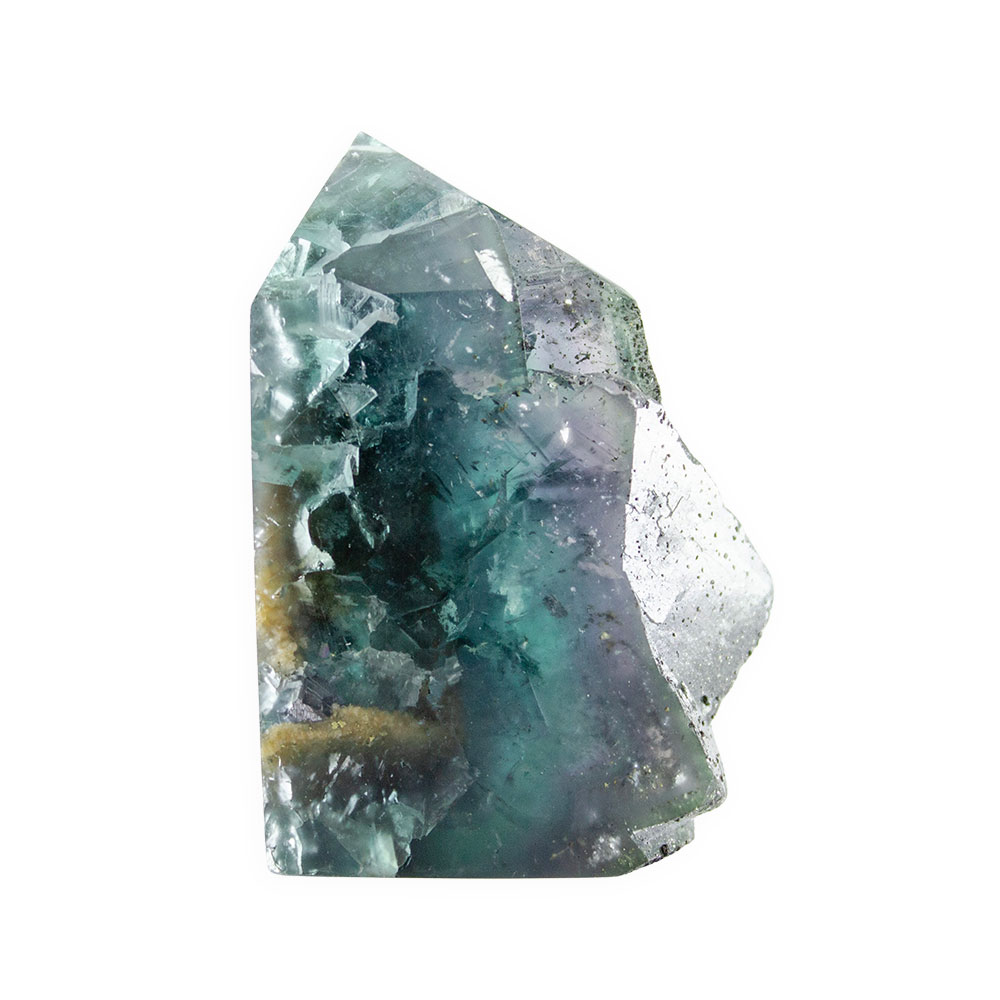 Blue Cubic Fluorite Tower with Pyrite - Image 2