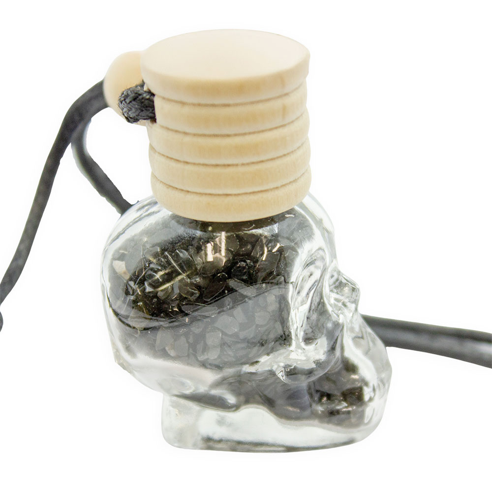 Skull Bottle Necklace with Black Obsidian Chips - Image 3