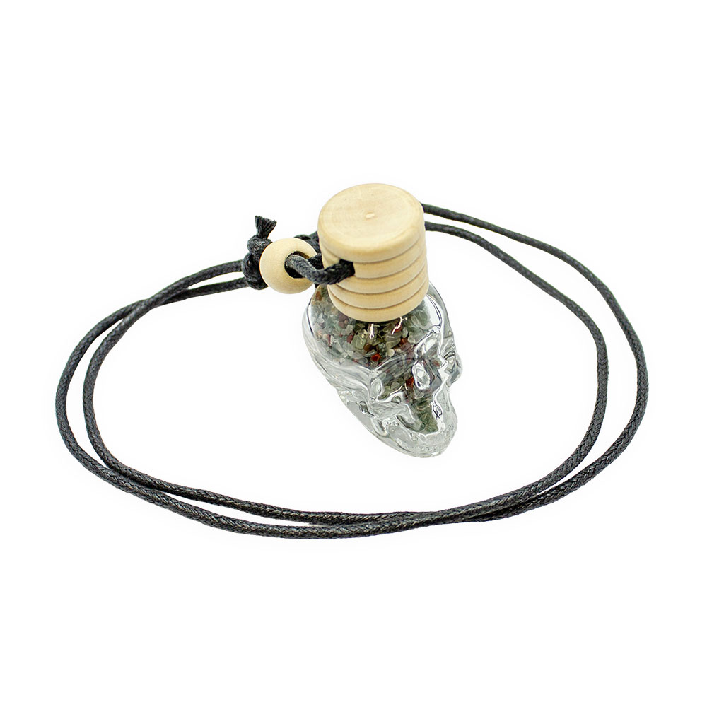 Skull Bottle Neccklace with Bloodstone Chips - Image 3