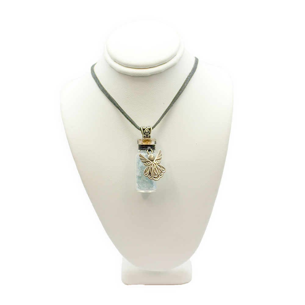 Aquamarine Chips Bottle Pendant and Angel Charm - Image 3