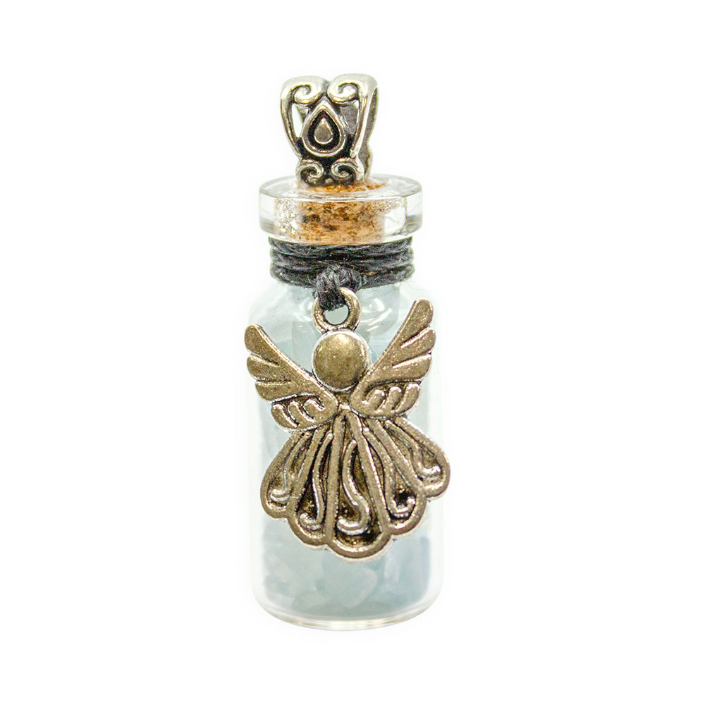 Aquamarine Chips Bottle Pendant and Angel Charm - Image 2