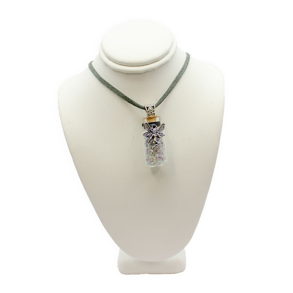 Amethyst and Amazonite Chips Bottle Pendant with Fairy Charm - Image 3